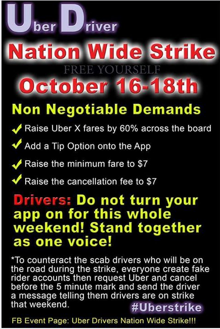 uber strike october 16-18